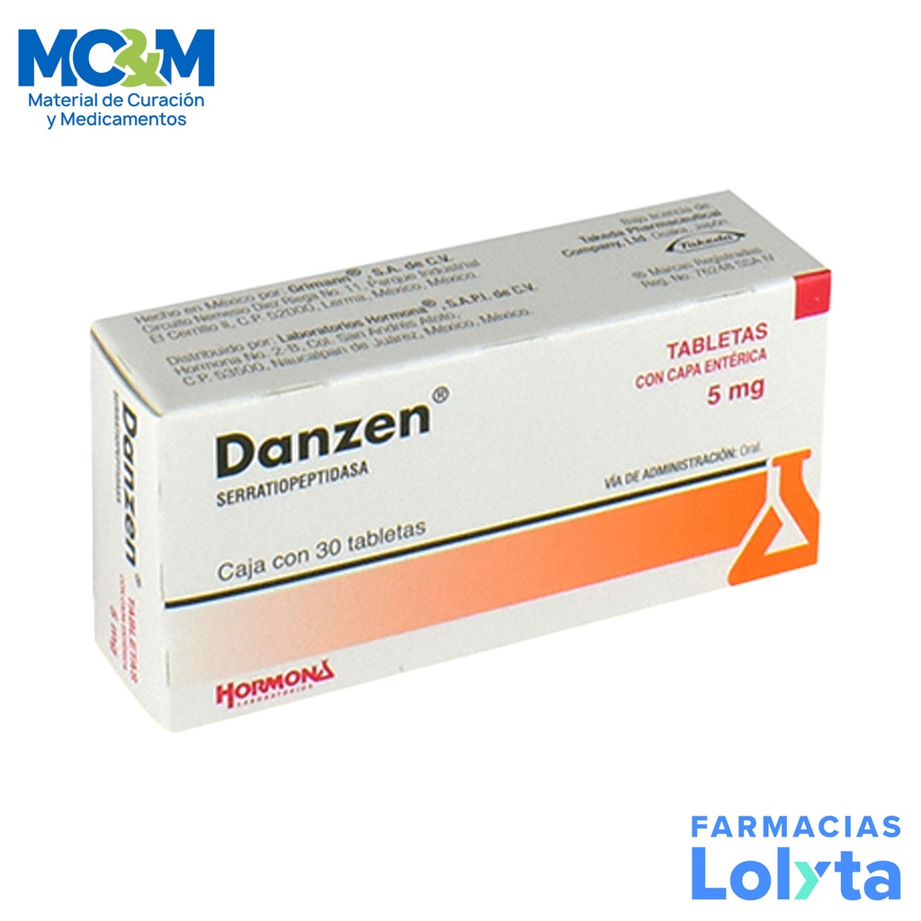 DANZEN 5 MG C/30 TAB SERRATIOPEPTIDASA LAB HORMONA
