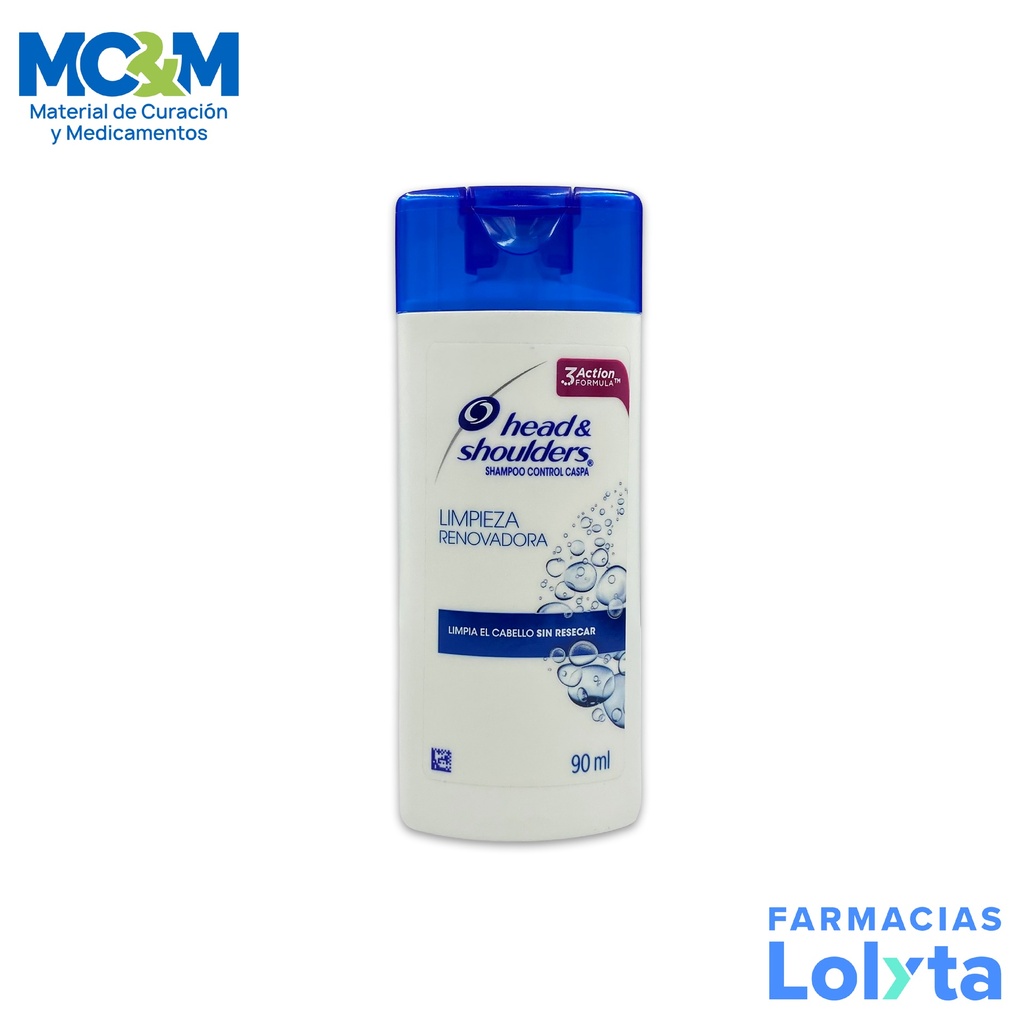 SHAMPOO HEAD & SHOULDERS C/90 ML CONTROL CASPA LIMPIEZA RENOVADORA P&G