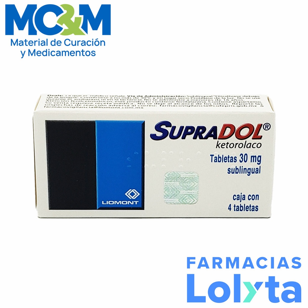 SUPRADOL 30 MG SUBLINGUAL C/4 TAB KETOROLACO LAB LIOMONT
