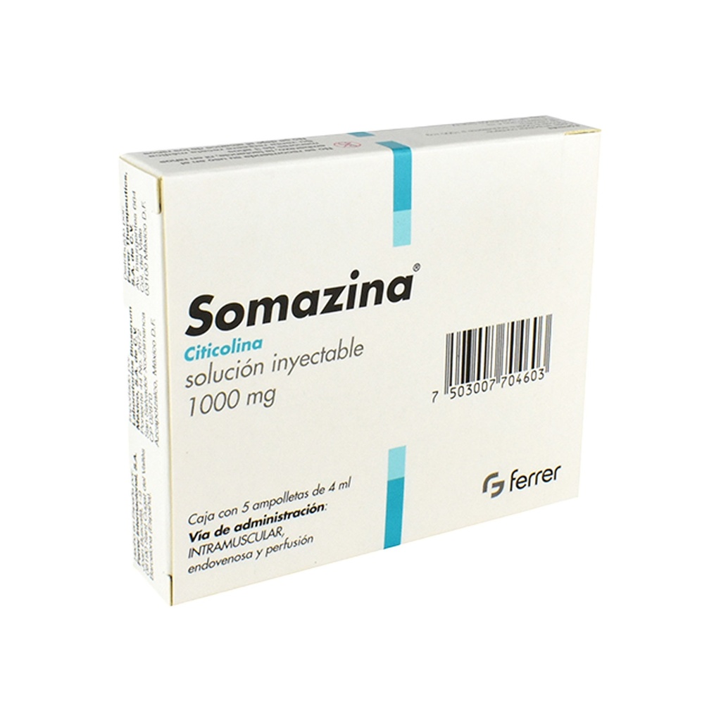 [777] SOMAZINA SOL INY 1000 MG/4 ML C/5 AMP CITICOLINA LAB FERRER