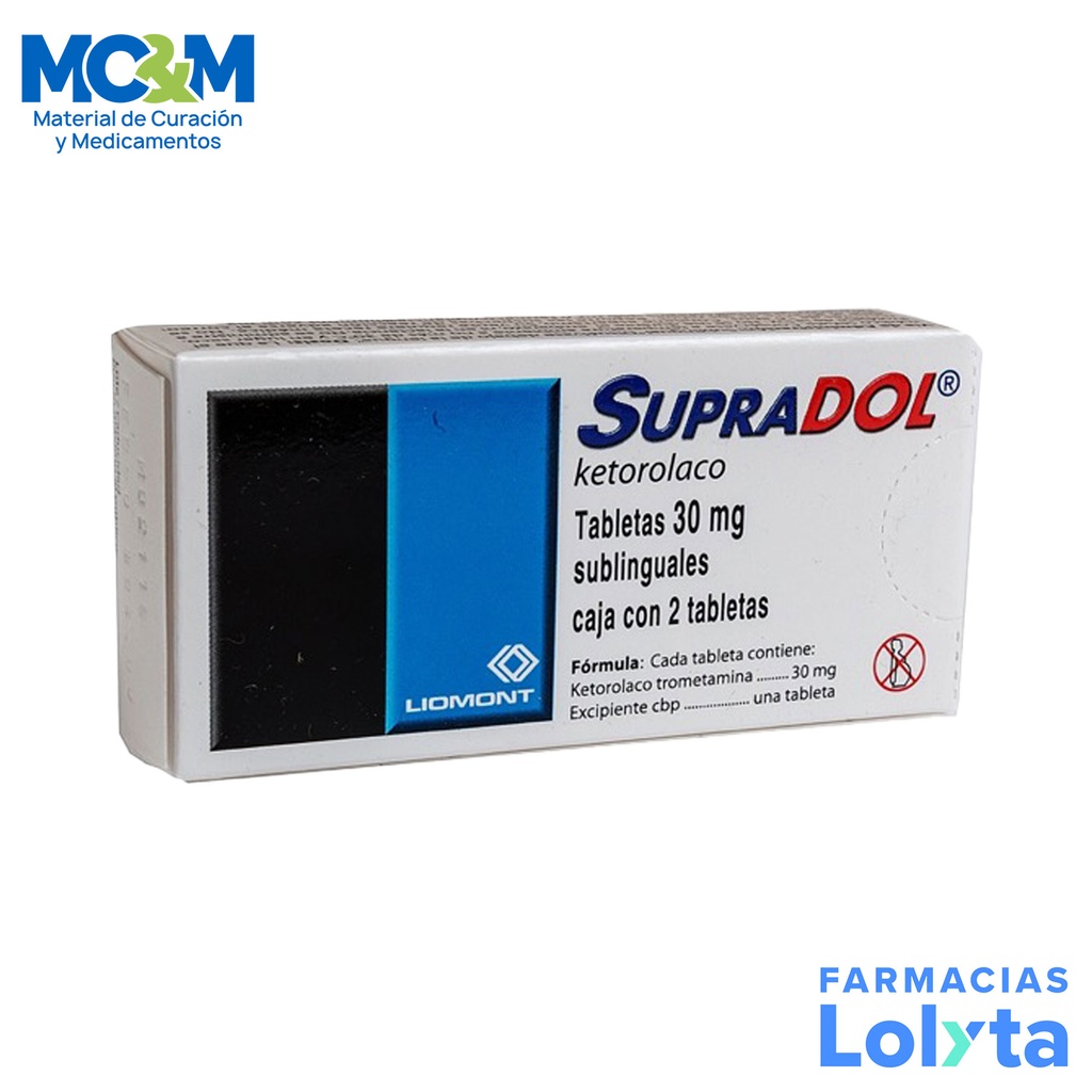 SUPRADOL 30 MG SUBLINGUAL C/2 TAB KETOROLACO LAB LIOMONT