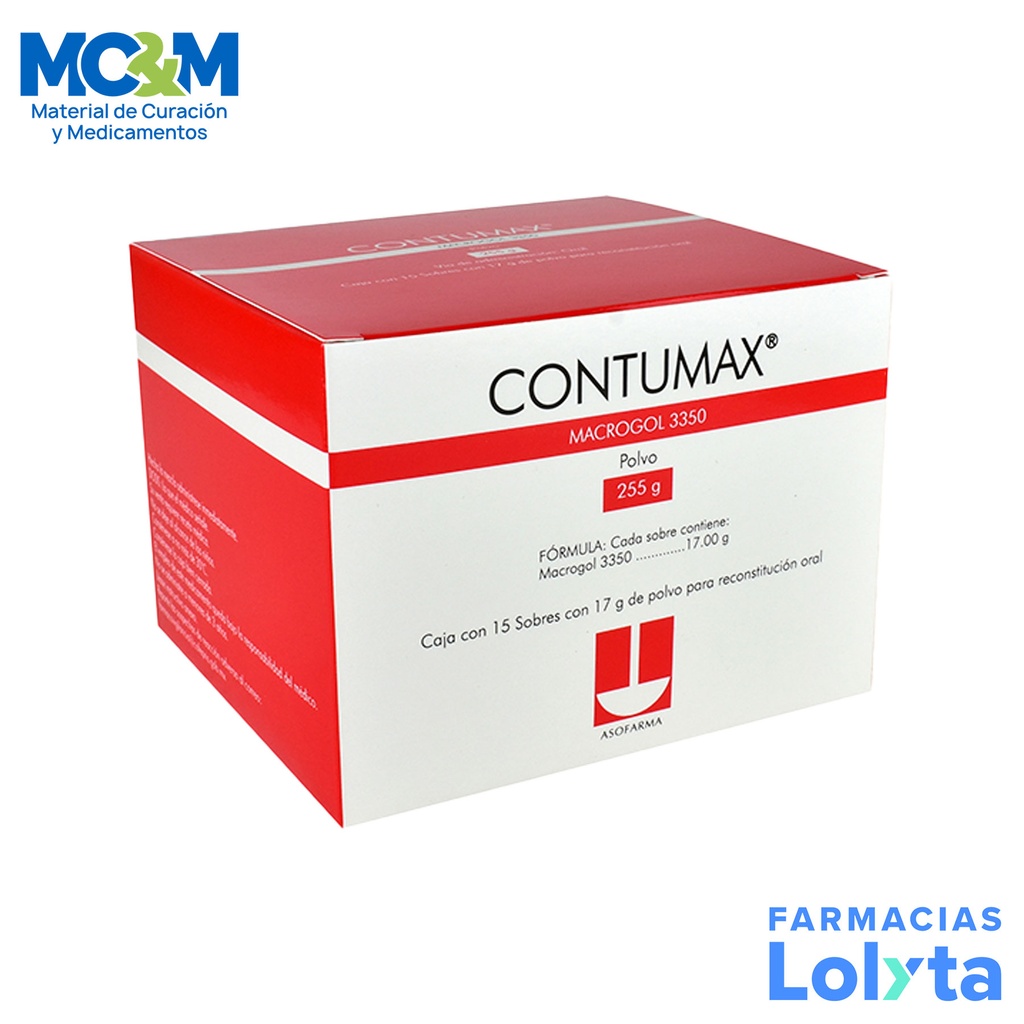 CONTUMAX POLVO 255 G C/15 SOBRES C/17 G MACROGOL 3350 LAB ASOFARMA