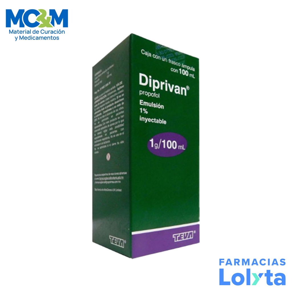 [820] DIPRIVAN EMULSION INY 1 G/100 ML PROPOFOL LAB TEVA