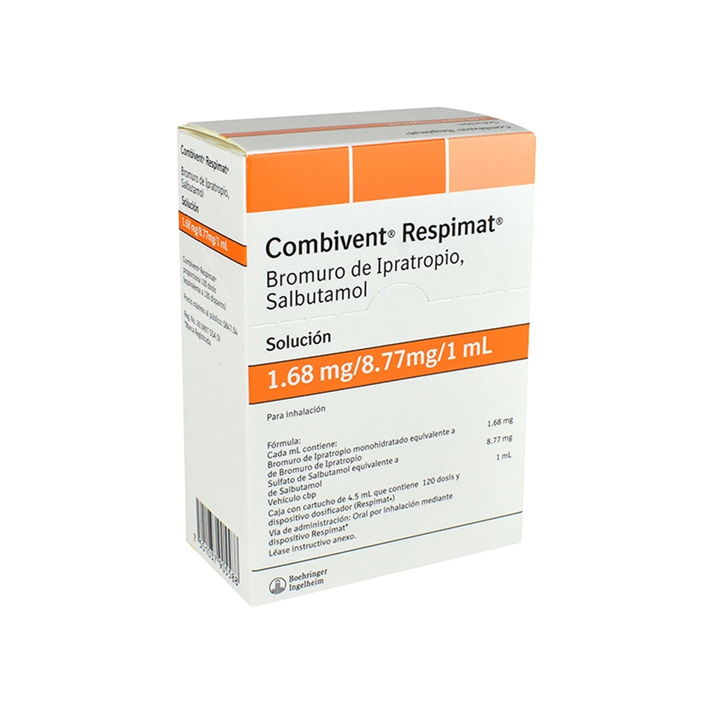 COMBIVENT RESPIMAT SOL P/INHALACION 1.68/8.77 MG/ML C/4 ML (120 DOSIS) BROMURO DE IPRATROPIO/SALBUTAMOL LAB BOEHRINGER