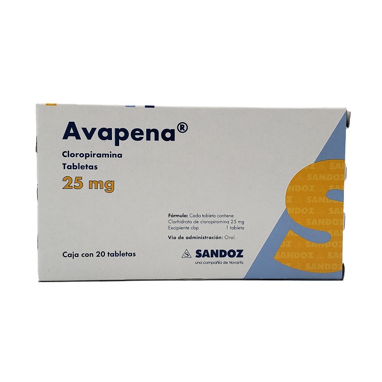 [862] AVAPENA 25 MG C/20 TAB CLOROPIRAMINA LAB SANDOZ