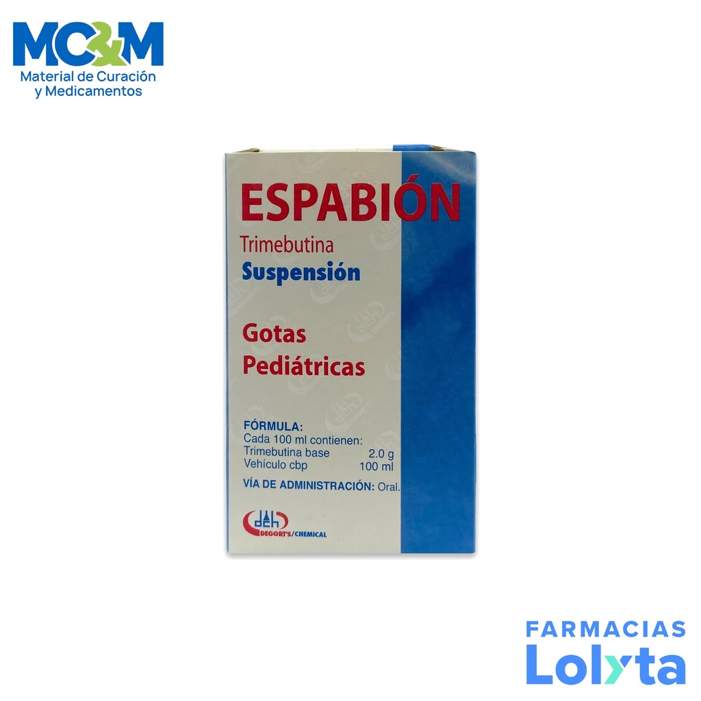 TRIMEBUTINA SUSPENSION 2 G/100 ML C/30 ML ESPABION GOTAS PEDIATRICAS LAB DEGORTS