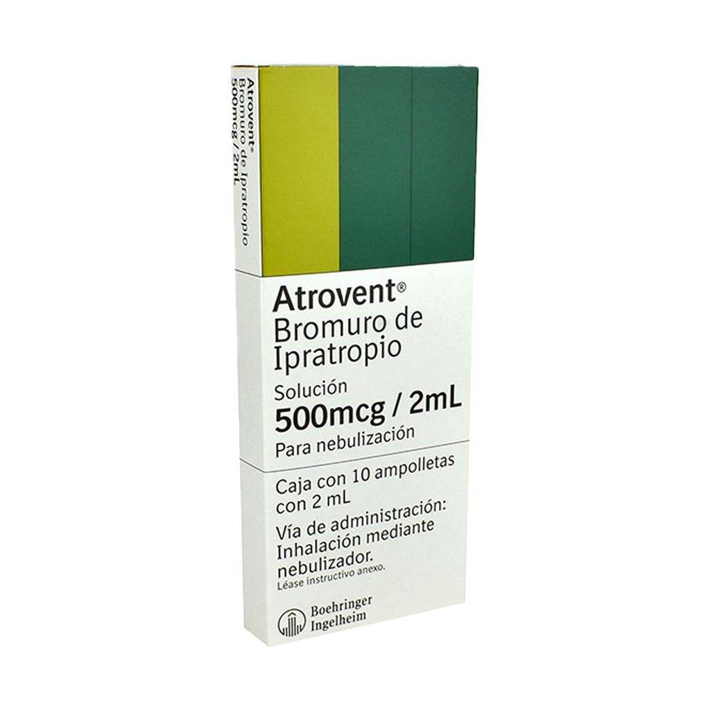 ATROVENT SOL P/NEBULIZAR 500 MCG/2 ML C/10 AMP BROMURO DE IPRATROPIO LAB BOEHRINGER