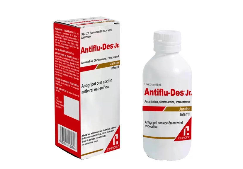 ANTIFLU-DES JR JARABE 0.5/0.2/3 G/100 ML C/60 ML AMANTADINA CLORFENAMINA PARACETAMOL LAB CHINOIN