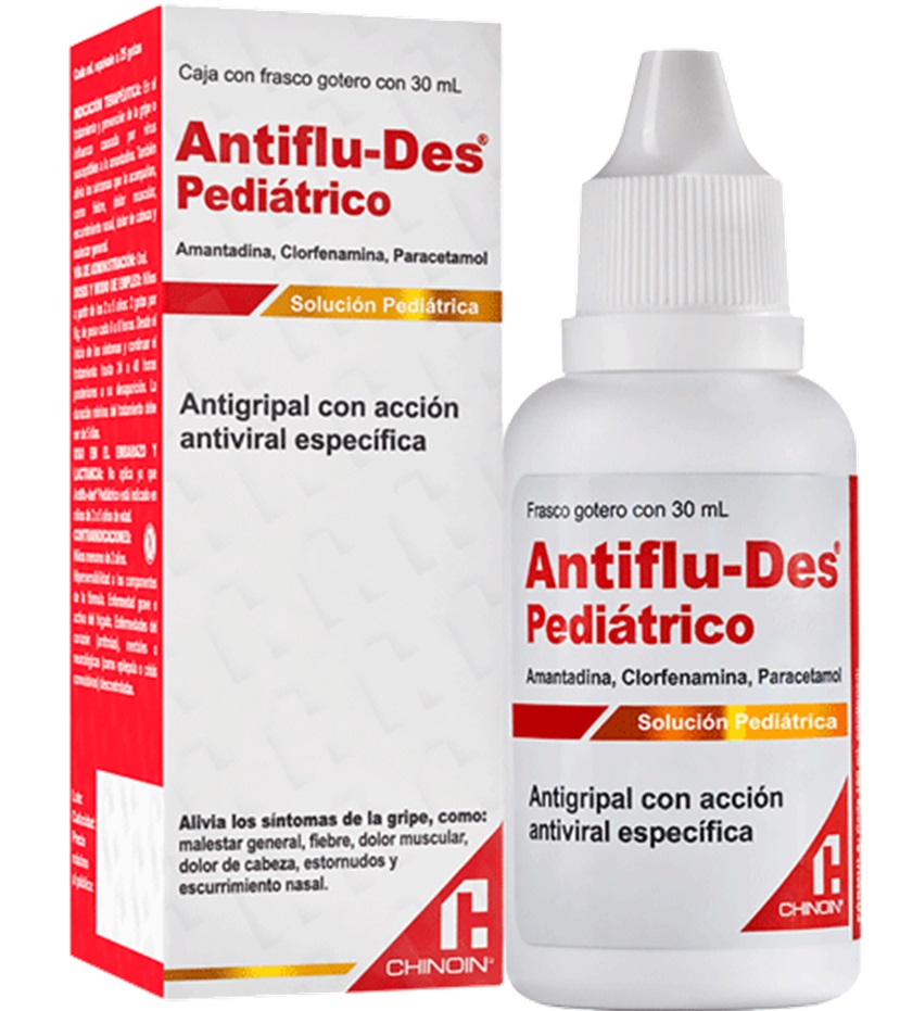 ANTIFLU-DES SOL PEDIATRICA 2.5/0.1/15 G/100 ML C/30 ML AMANTADINA CLORFENAMINA PARACETAMOL LAB CHINOIN