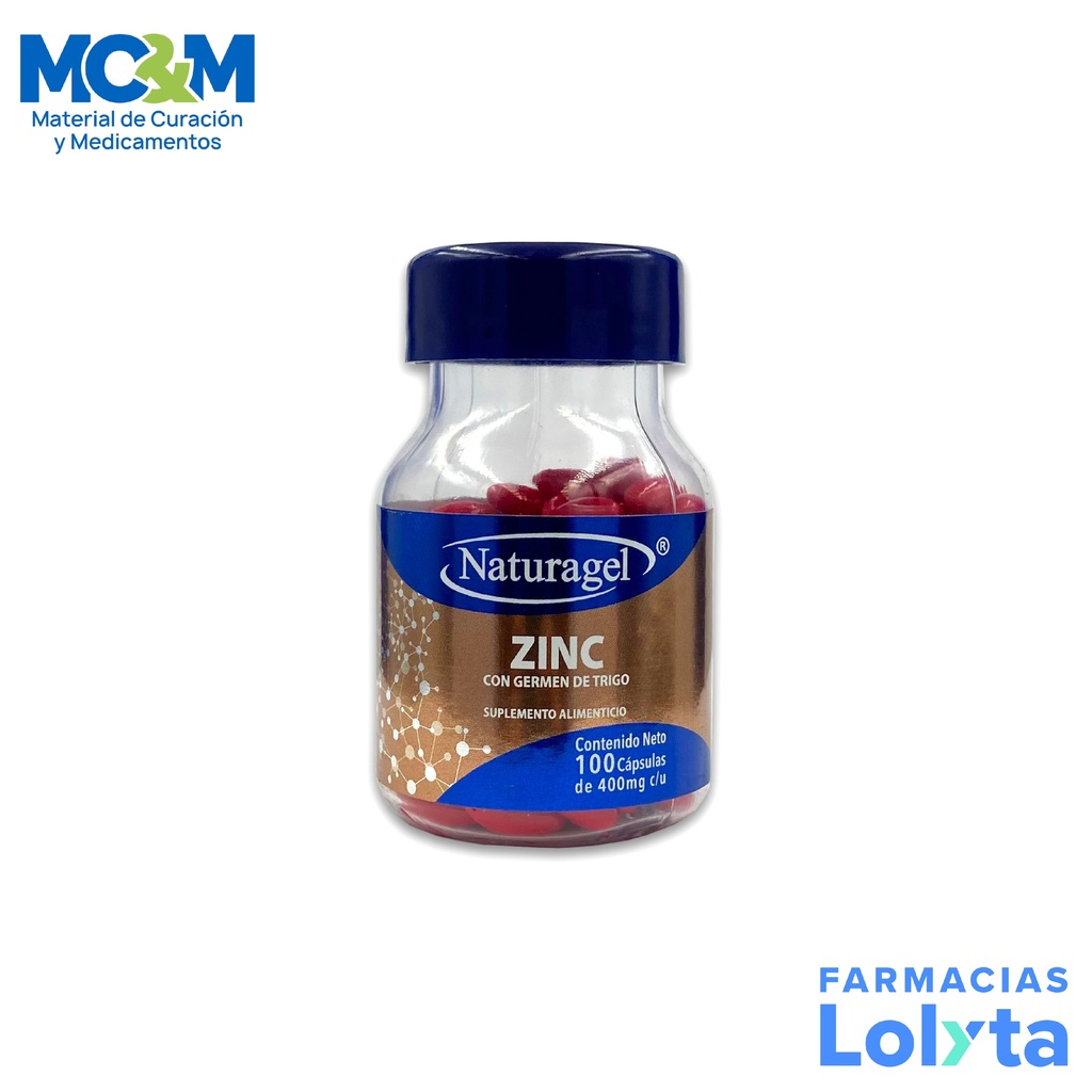 ZINC CON GERMEN DE TRIGO 420 MG C/100 CAP SUPLEMENTO ALIMENTICIO LAB NATURAGEL