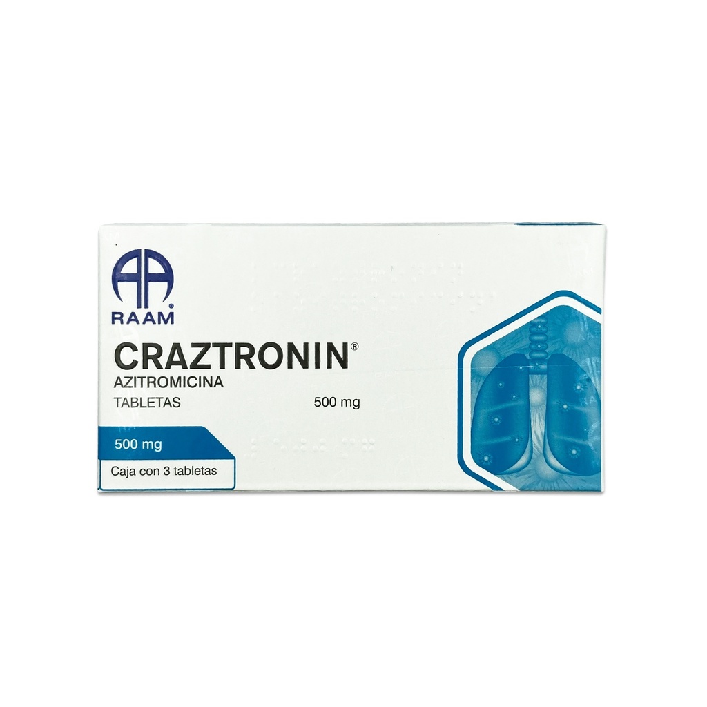 AZITROMICINA 500 MG C/3 TAB CRAZTRONIN LAB RAAM