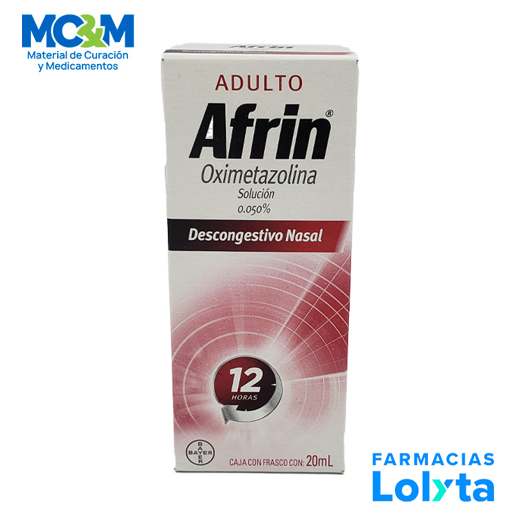 AFRIN ADULTO DESCONGESTIVO NASAL SOL 0.050% C/20 ML OXIMETAZOLINA LAB BAYER