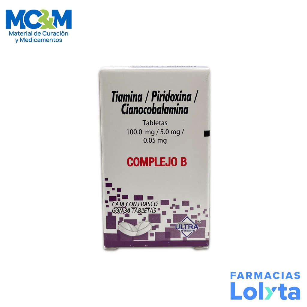 TIAMINA PIRIDOXINA CIANOCOBALAMINA 100/5MG/50MCG C/30 TAB LAB ULTRA