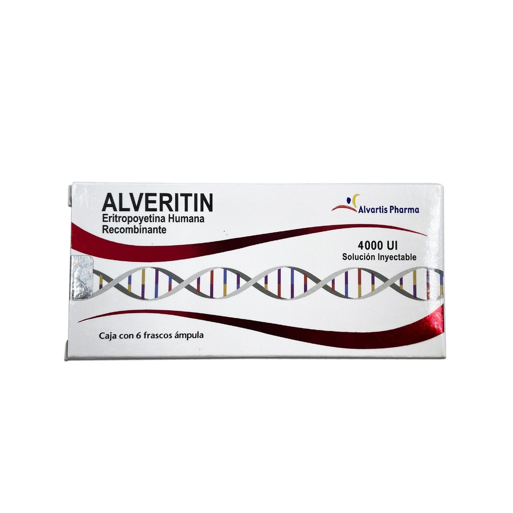 ERITROPOYETINA HUMANA RECOMBINANTE SOL INY 4000 UI/ML C/6 AMP ALVERITIN LAB ALVARTIS PHARMA (RF)