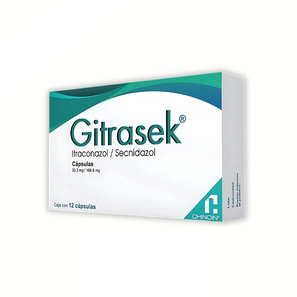 GITRASEK 33.3MG/166.6 MG ITRACONAZOL/SECNIDAZOL C/12 CAP LAB CHINOIN