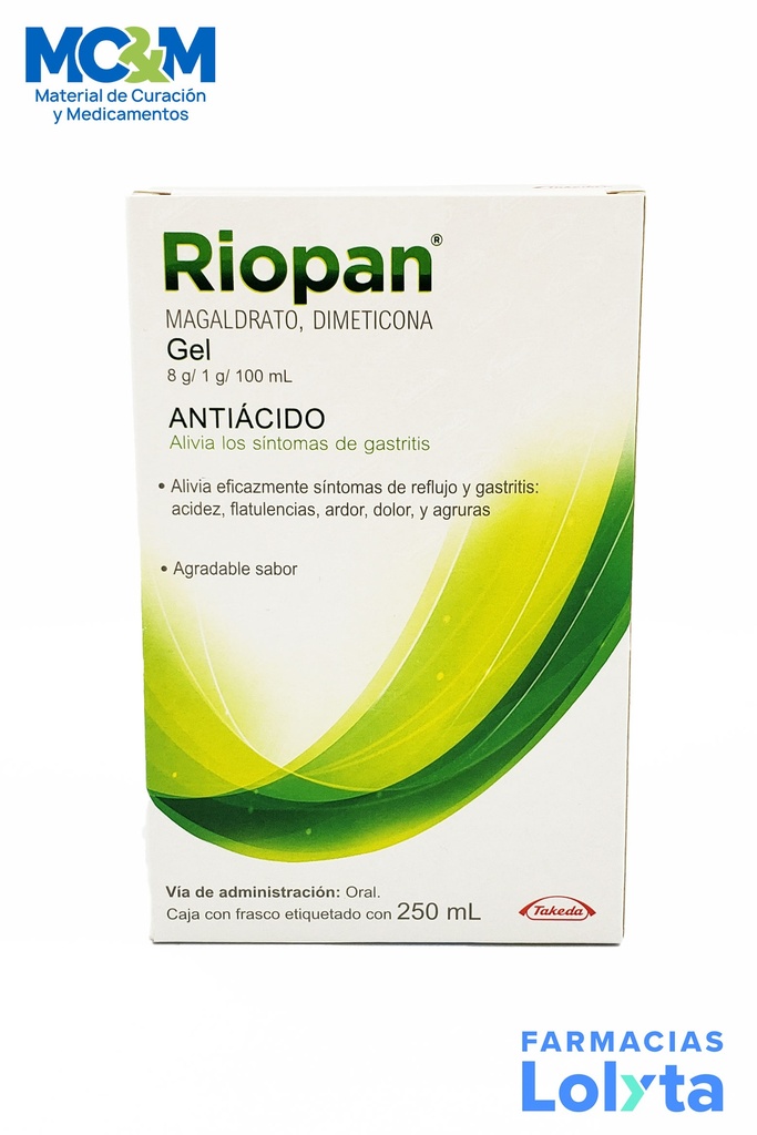 RIOPAN GEL 8/1 G/100 ML FCO C/250 ML MAGALDRATO DIMETICONA LAB TAKEDA