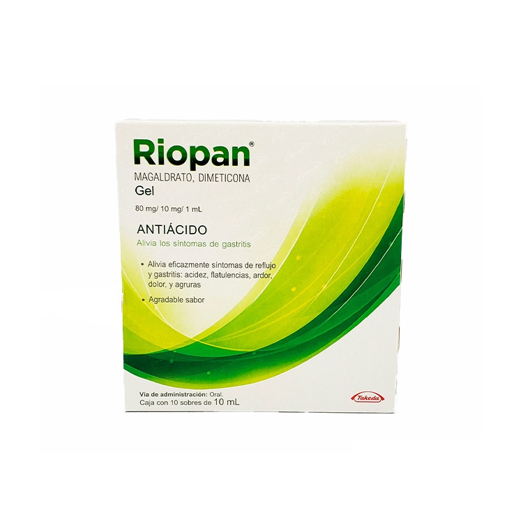 [1039] RIOPAN GEL 80/10 MG/ML C/10 SOBRES DE 10 ML MAGALDRATO DIMETICONA LAB TAKEDA