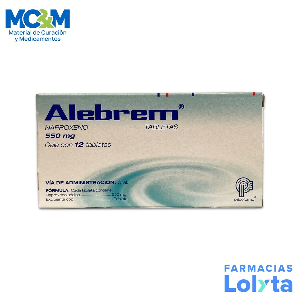 NAPROXENO SODICO 550 MG C/12 TAB ALEBREM LAB PSICOFARMA