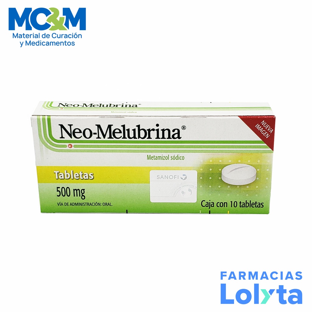 NEOMELUBRINA 500 MG C/10 TAB METAMIZOL LAB SANOFI AVENTIS
