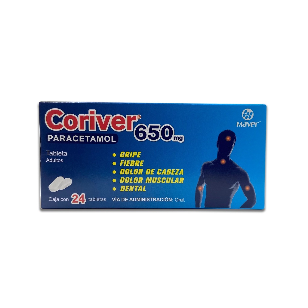 PARACETAMOL 650 MG C/24 TAB CORIVER LAB MAVER