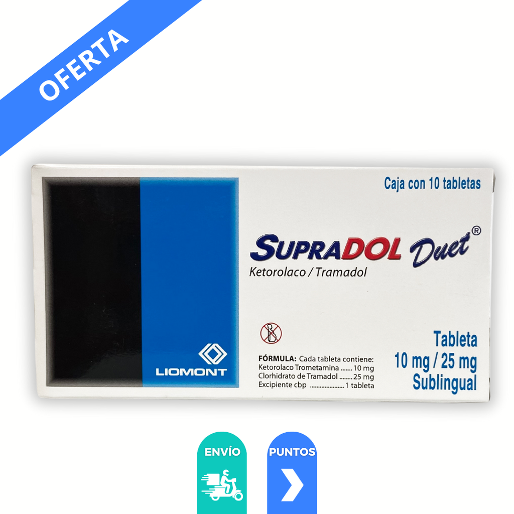 SUPRADOL DUET 10/25 MG C/10 TAB SUBLINGUAL KETOROLACO TRAMADOL LAB LIOMONT