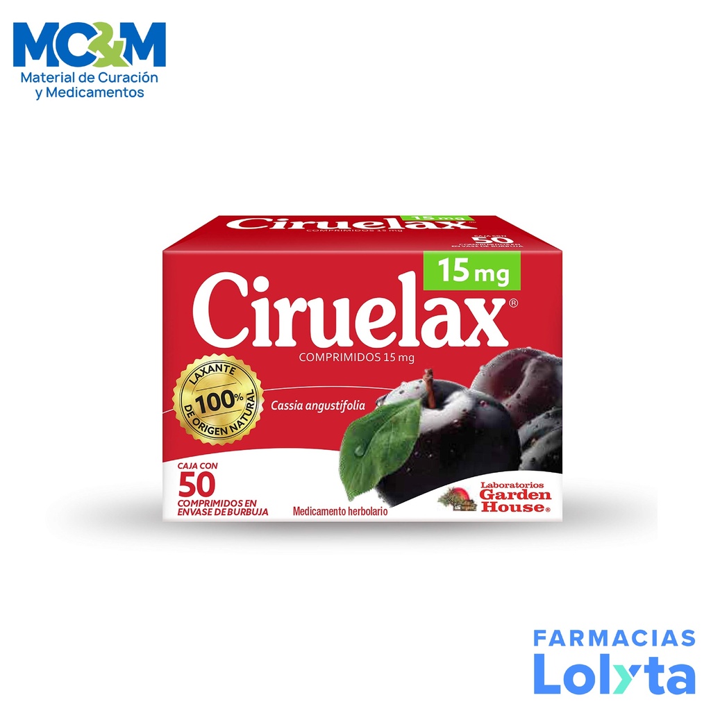 CIRUELAX 15 MG C/50 COMPRIMIDOS CASSIA ANGUSTIFOLIA LAB MEGALABS