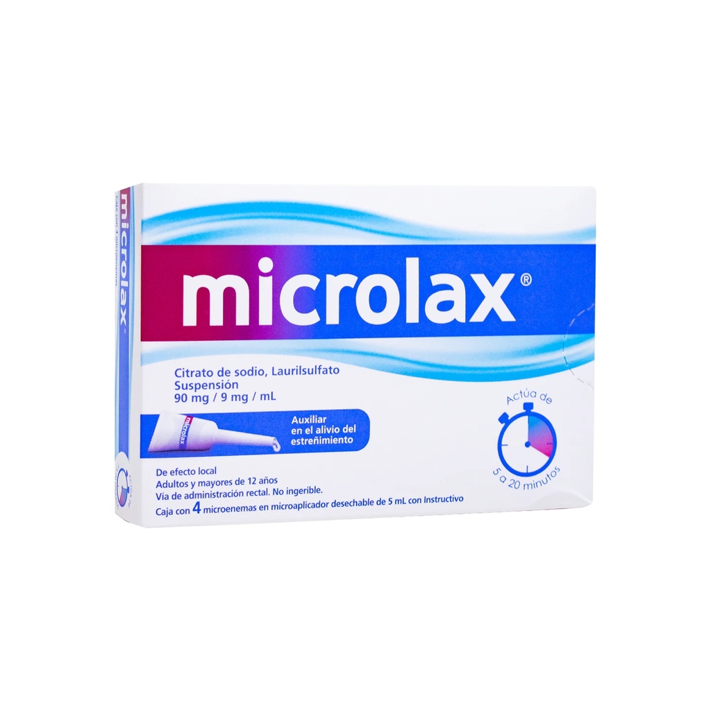 MICROLAX 90/9MG/ML C/4 MICROENEMAS C/5ML CITRATO DE SODIO LAURILSULFATO LAB JANSSEN-CILAG