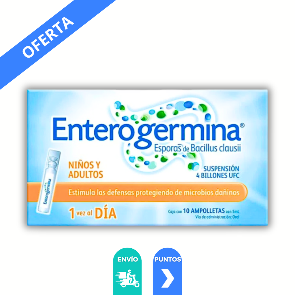 ENTEROGERMINA SUSP ORAL 4 BILLONES UFC/5 ML C/10 AMP ESPORAS DE BACILLUS CLAUSII LAB SANOFI AVENTIS