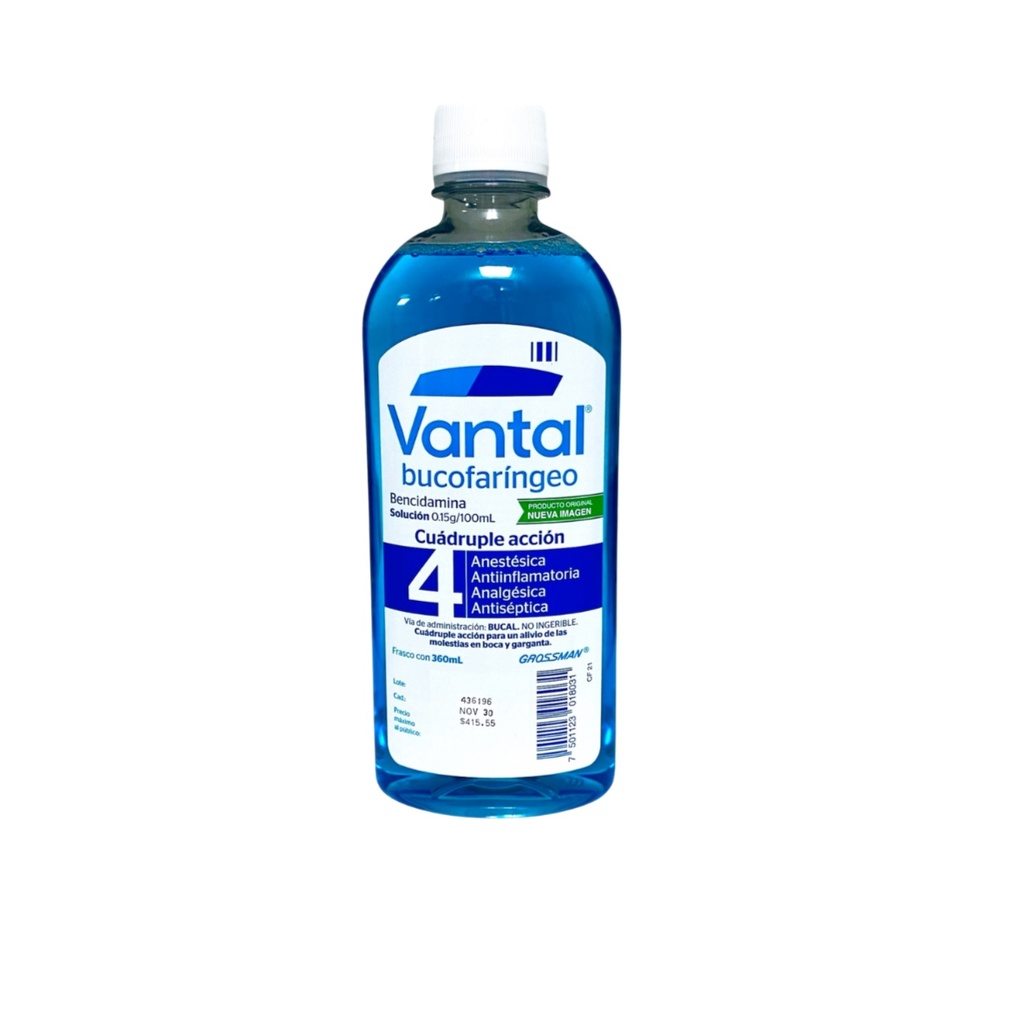 VANTAL BUCOFARINGEO SOL 0.15G/100ML C/360 ML BENCIDAMINA LAB GROSSMAN