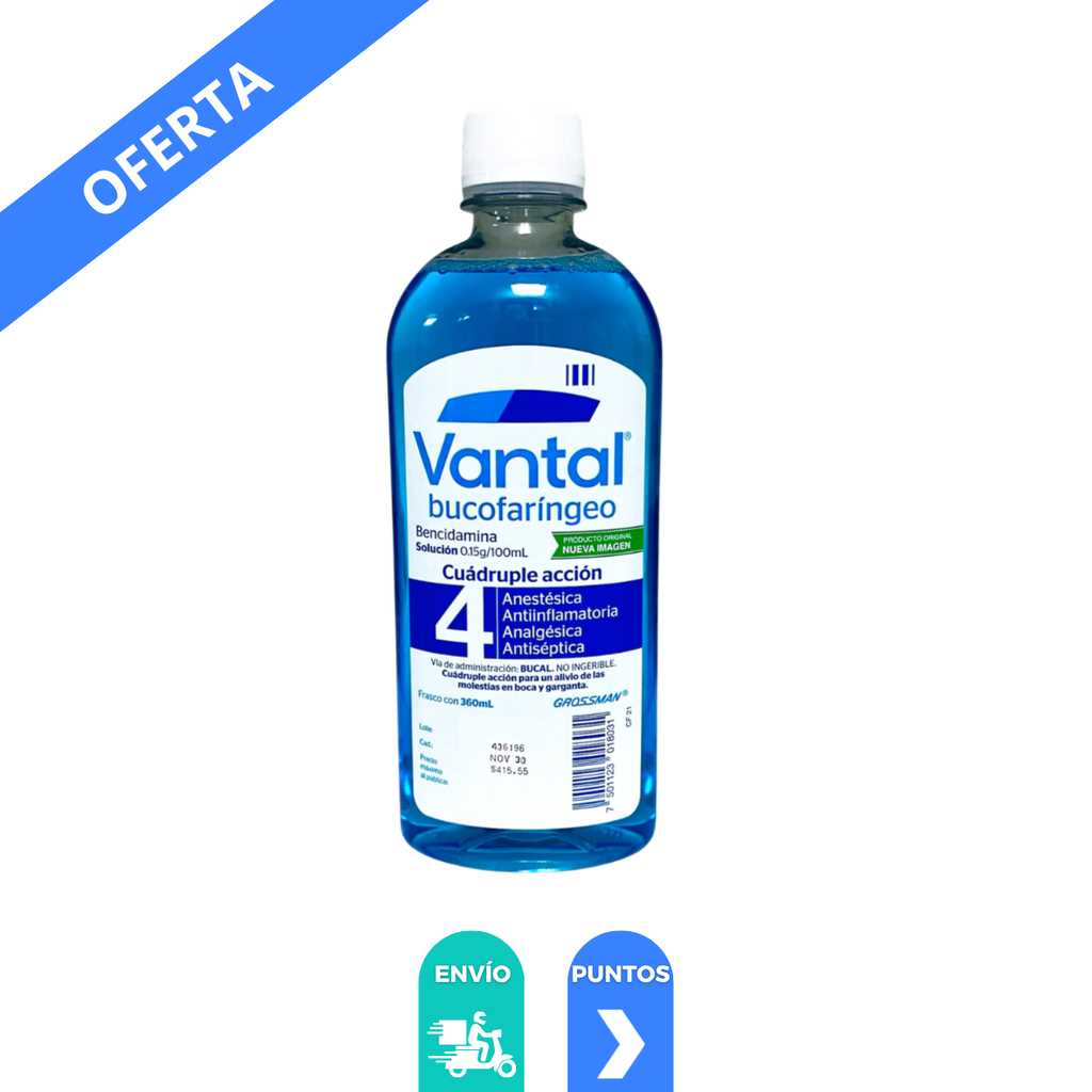 VANTAL BUCOFARINGEO SOL 0.15G/100ML C/360 ML BENCIDAMINA LAB GROSSMAN