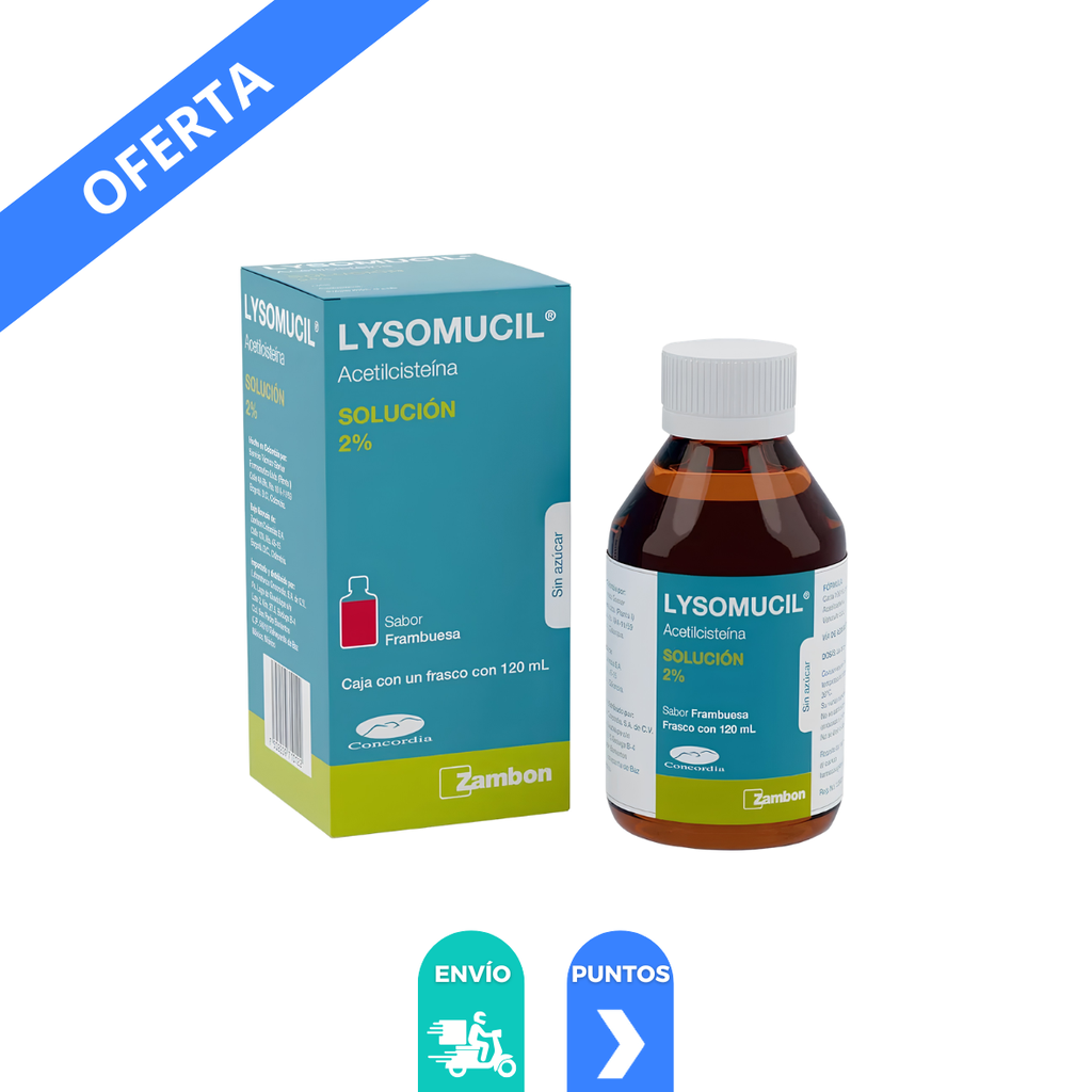 [1149] LYSOMUCIL SOL 2% SABOR FRAMBUESA C/120 ML ACETILCISTEINA LAB CONCORDIA