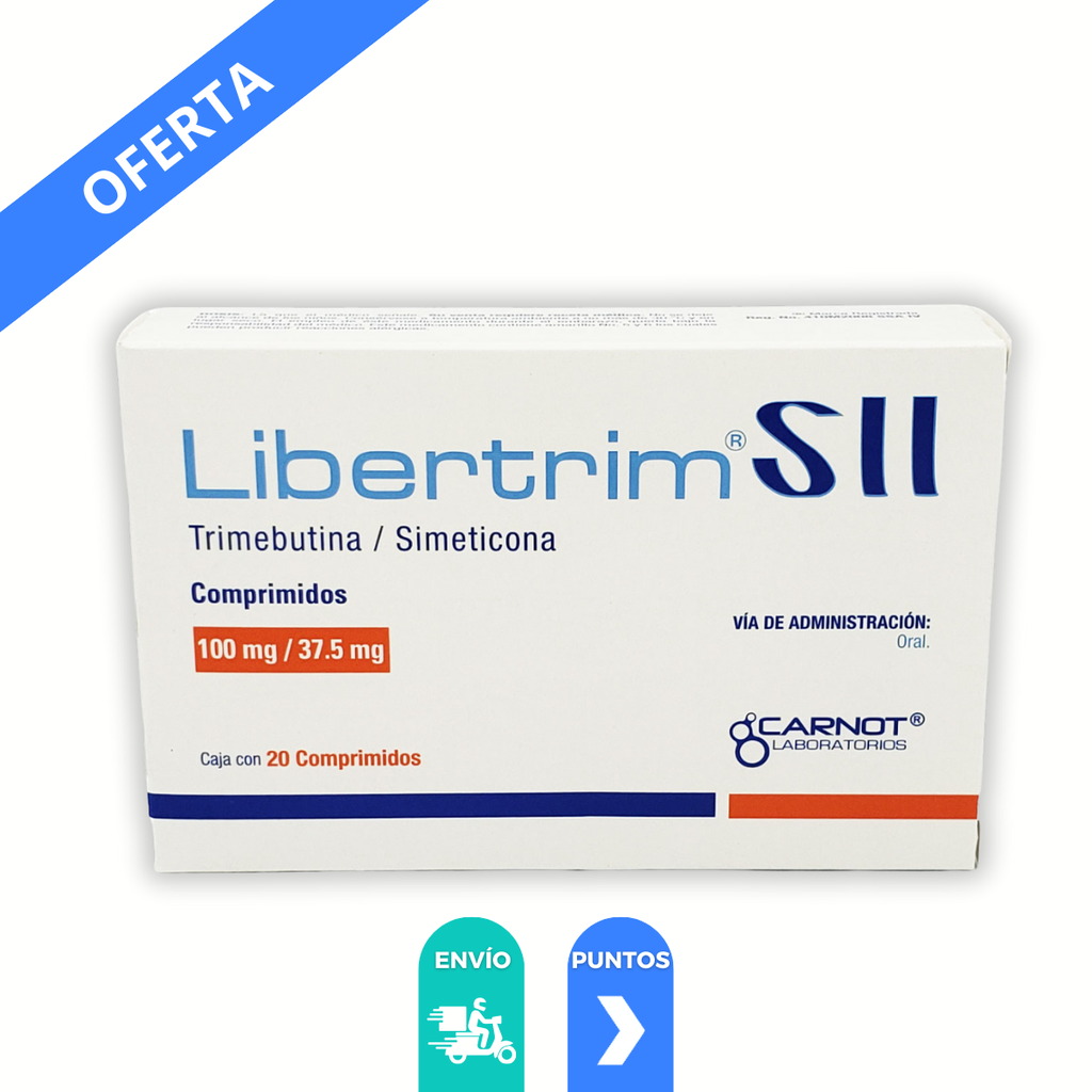 LIBERTRIM SII 100 MG/ 37.5 MG TRIMEBUTINA/SIMETICONA C/20 COMPRIMIDOS LAB CARNOT