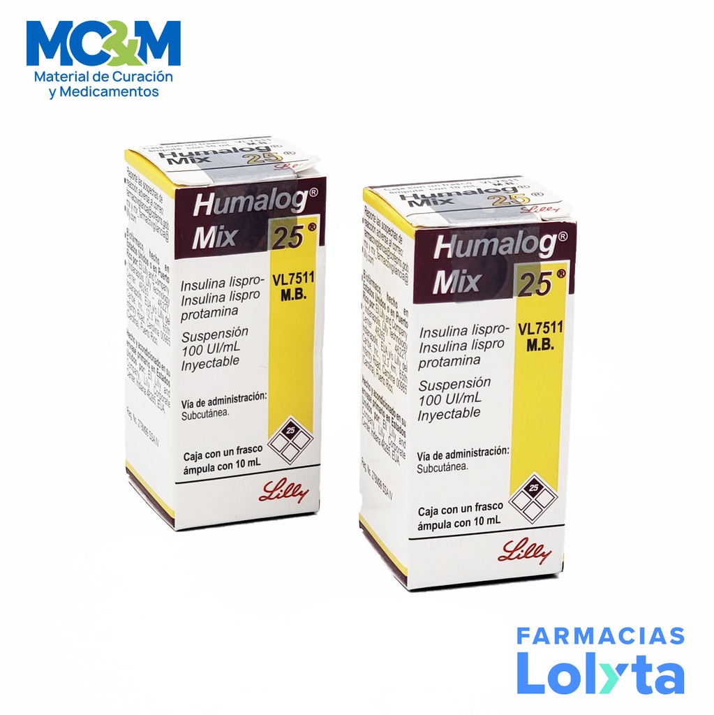HUMALOG MIX 25 SOL INY 100 UI/ML C/10 ML INSULINA LISPRO PROTAMINA LAB LILLY (RF)