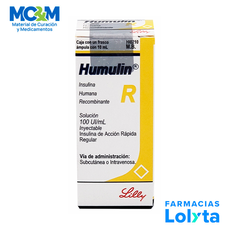 HUMULIN R SOL INY 100UI/ML C/10 ML INSULINA DE ACCION RAPIDA REGULAR LAB LILLY (RF)