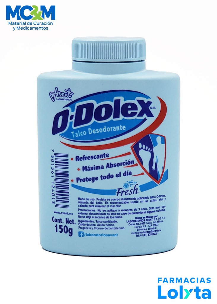 O-DOLEX TALCO DESODORANTE P/PIES FRESH AZUL C/150 G LAB AVANT