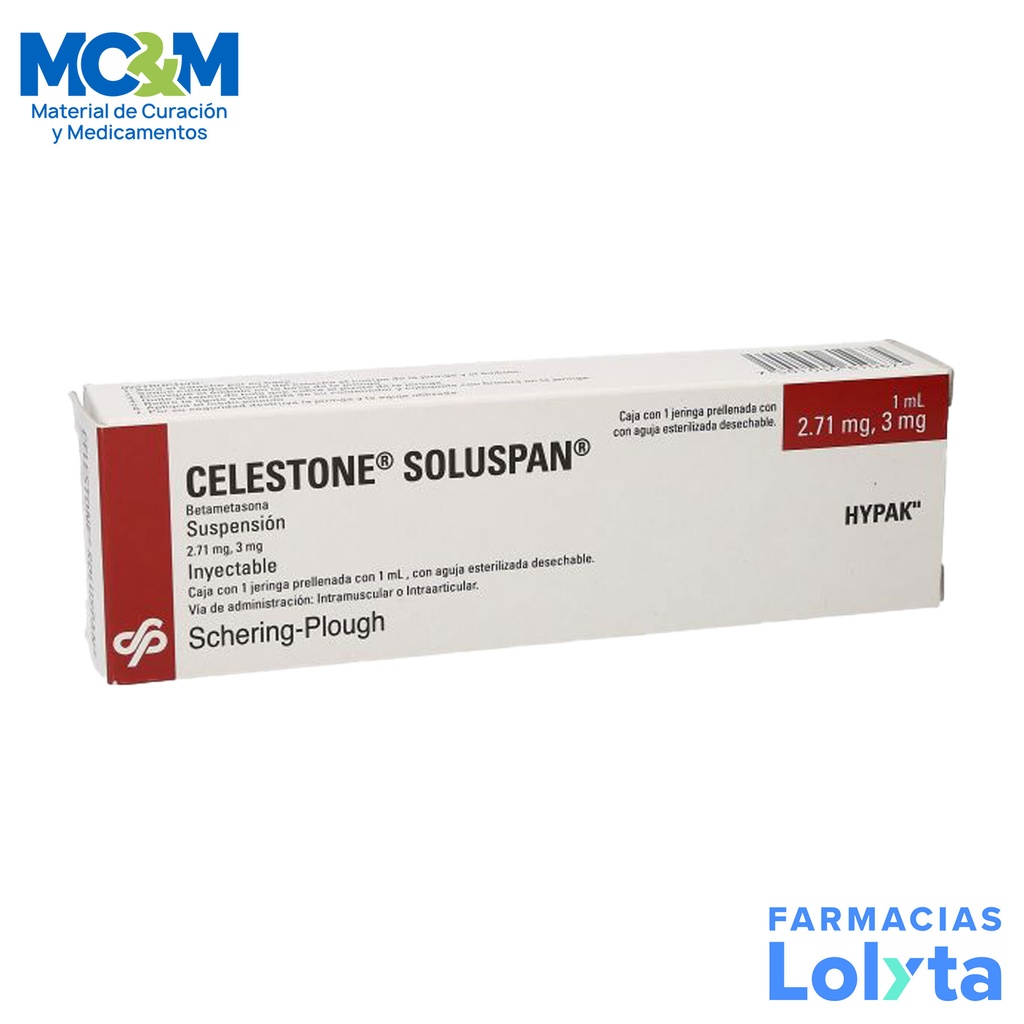 CELESTONE SOLUSPAN HYPAK SUSP INY 2.71MG/3MG/ML BETAMETASONA LAB SCHERING PLOUGH