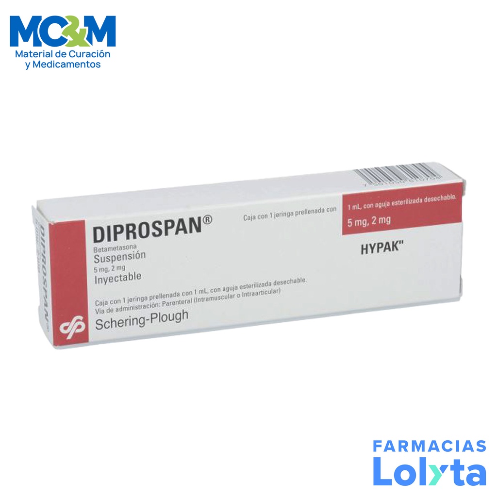 DIPROSPAN HYPAK SUSP INY 5MG/2MG 1 ML C/1 JERINGA BETAMETASONA LAB SCHERING PLOUGH