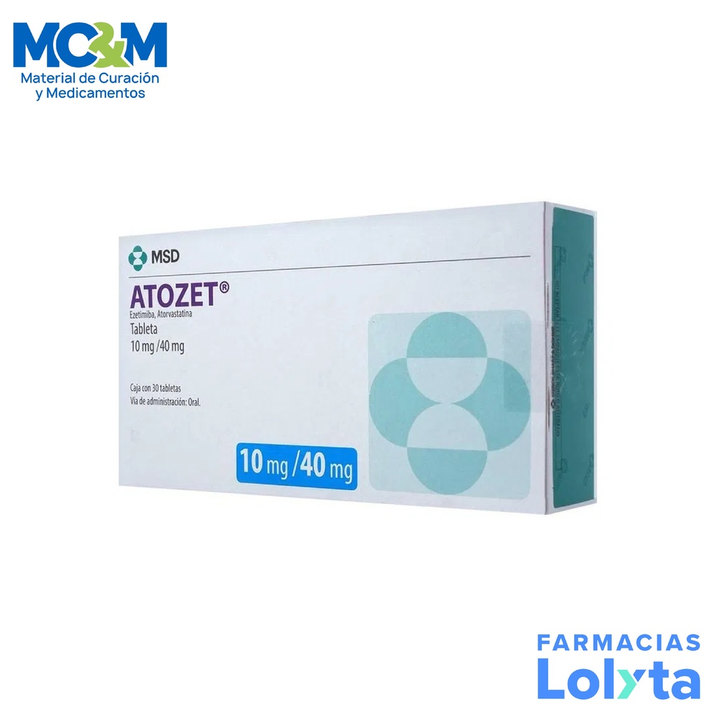ATOZET 10/40 MG C/30 TAB EZETIMIBA ATORVASTATINA LAB MSD