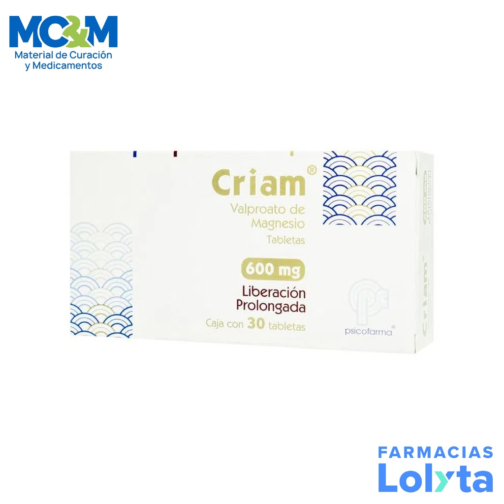 CRIAM 600 MG C/30 TAB LP VALPROATO DE MAGNESIO LAB PSICOFARMA