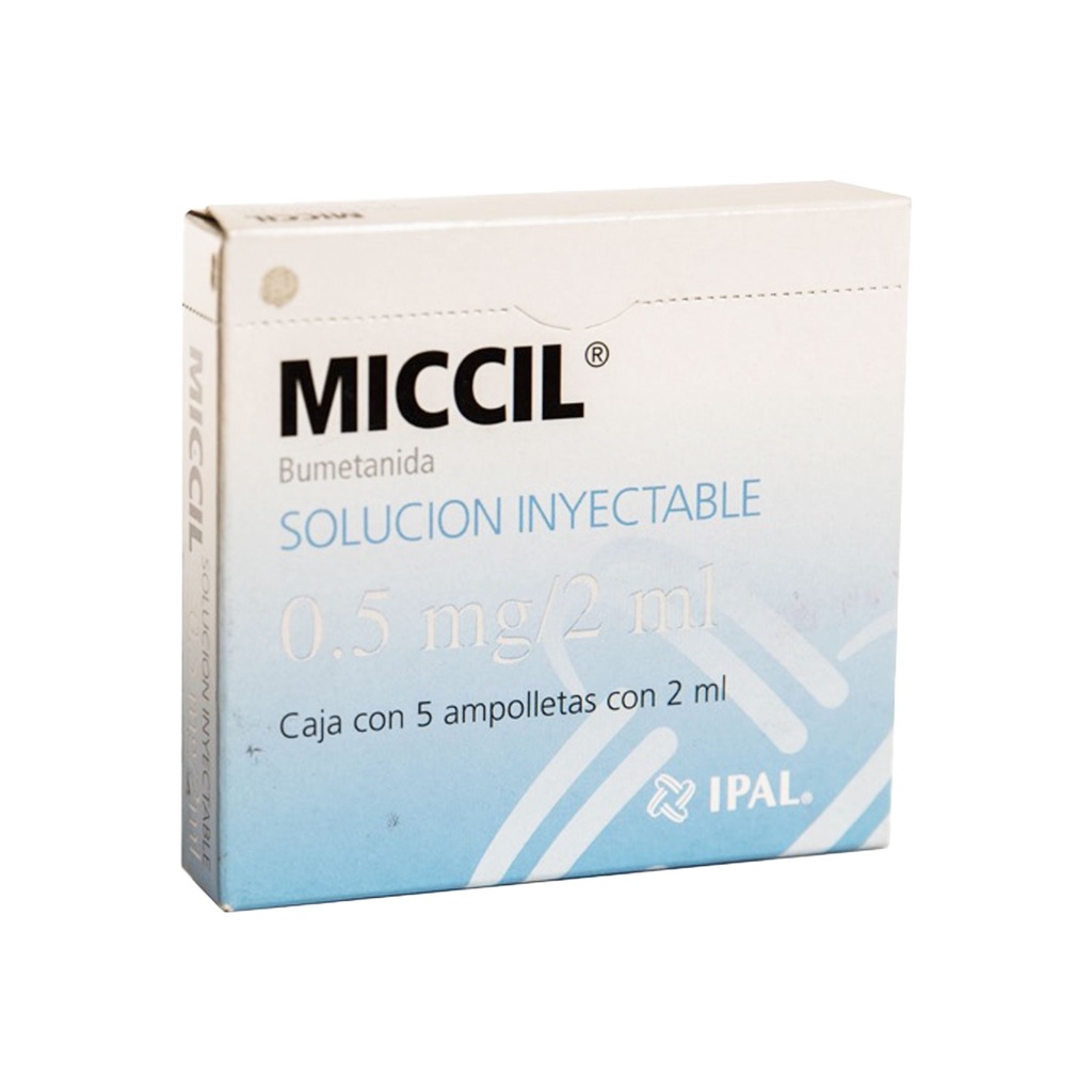MICCIL SOL INY 0.5 MG/2 ML C/5 AMP BUMETANIDA LAB IPAL