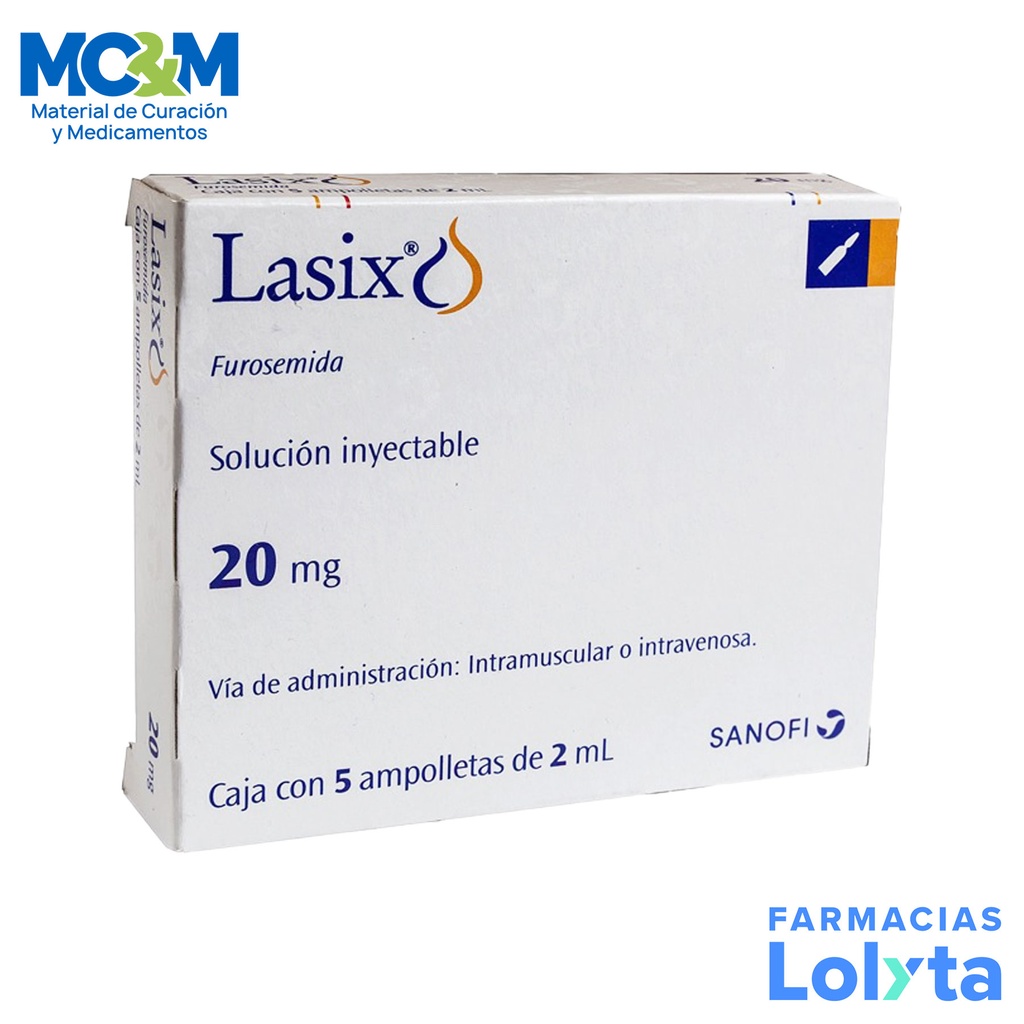 LASIX SOL INY 20 MG/2 ML C/5 AMP FUROSEMIDA