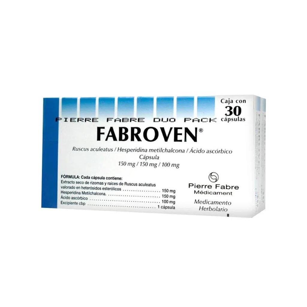 FABROVEN 150/150/100MG C/30 CAP RUSCUS ACULEATUS HESPERIDINA AC ASCORBICO LAB PIERRE FABRE