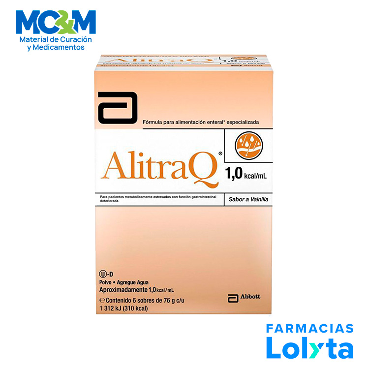 ALITRAQ FORMULA PARA ALIMENTACION ENTERAL 76 G C/6 SOBRES POLVO SABOR VAINILLA LAB ABBOTT
