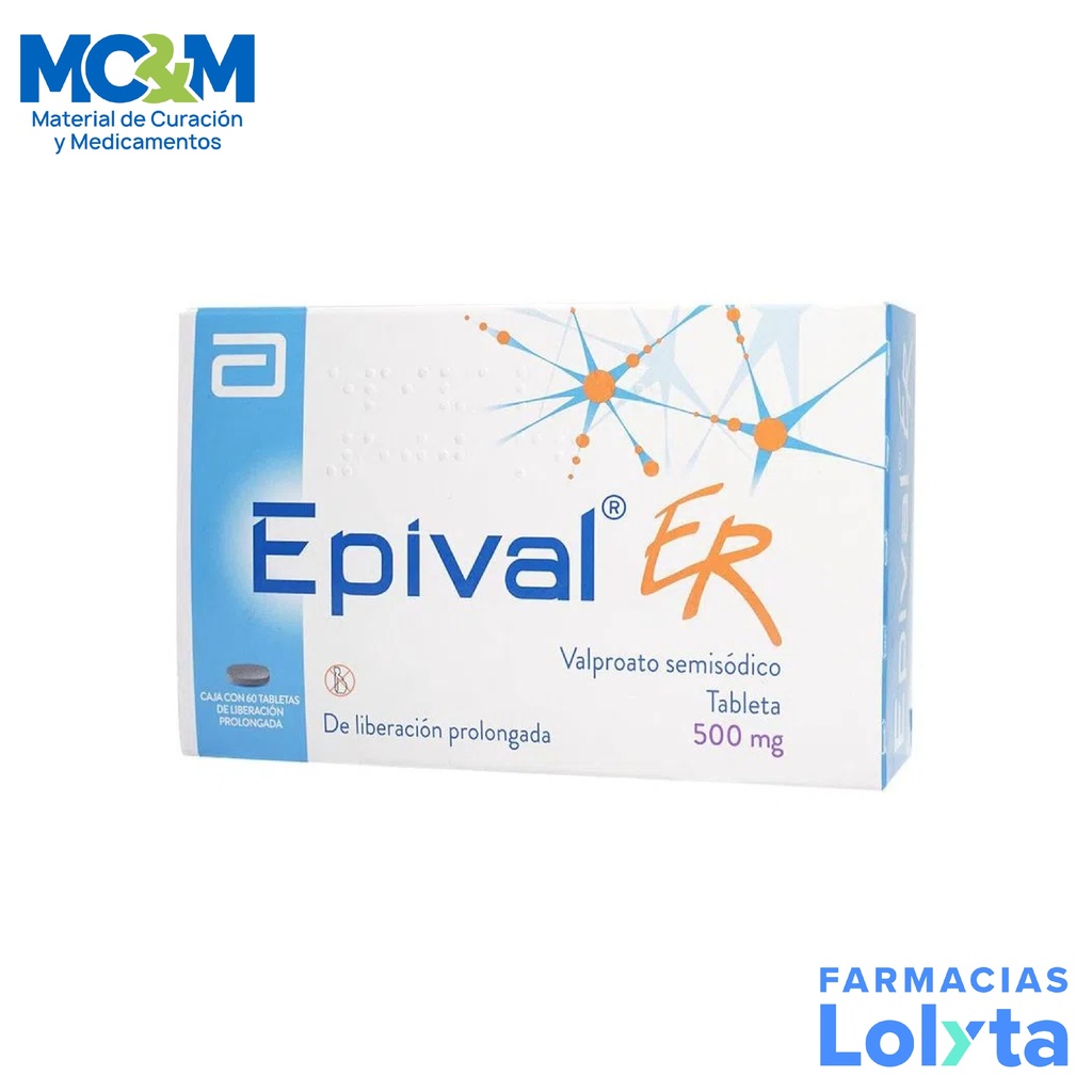 EPIVAL ER 500 MG C/60 TAB LP VALPROATO SEMISODICO LAB ABBOTT