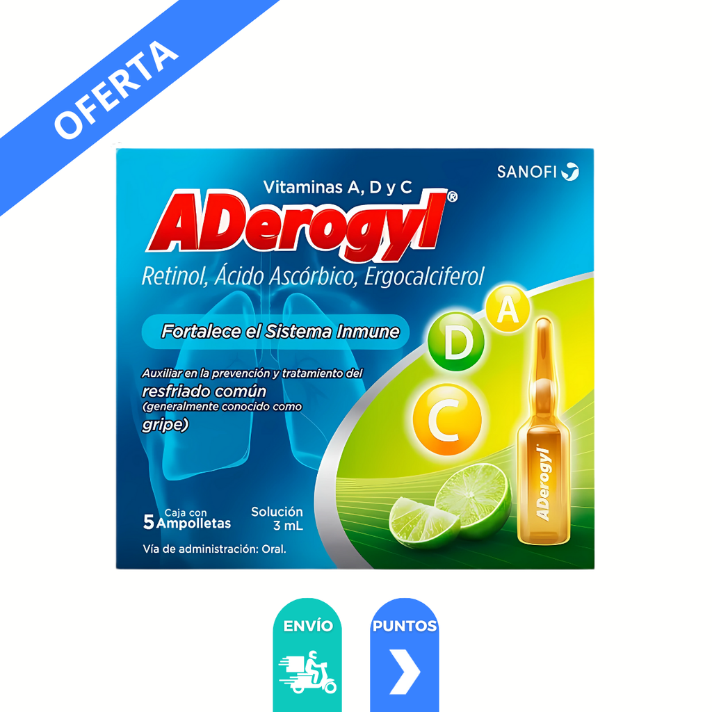 ADEROGYL SOL ORAL 3.3/499.65/0.03 MG/3 ML C/5 AMP RETINOL ACIDO ASCORBICO ERGOCALCIFEROL