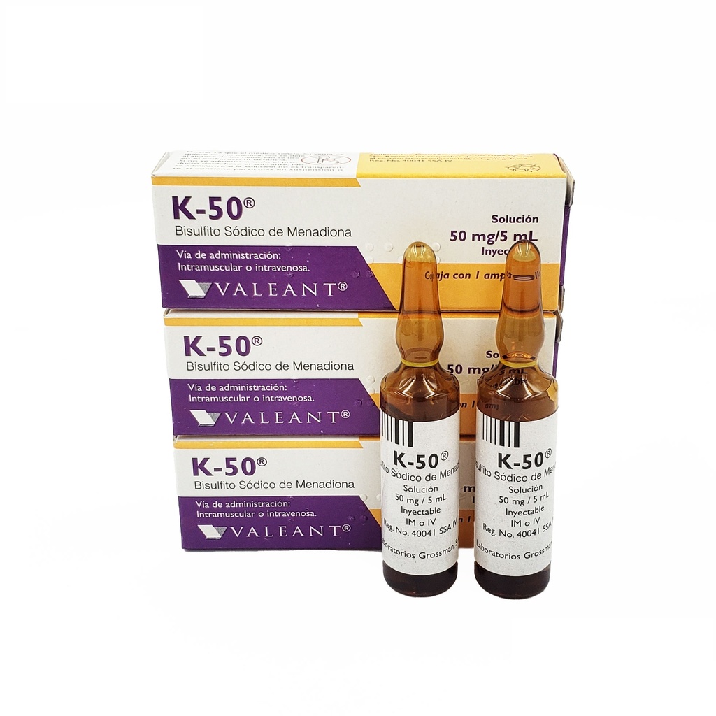 K-50 SOL INY 50 MG/5 ML BISULFITO SODICO DE MENADIONA LAB VALEANT