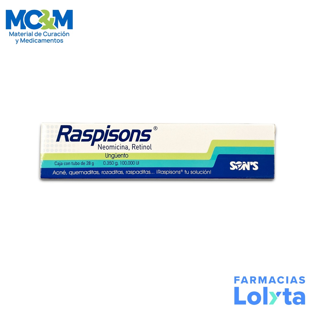 NEOMICINA/RETINOL 0.350G/100 000UI UNGÜENTO C/28G RASPISONS LAB SONS