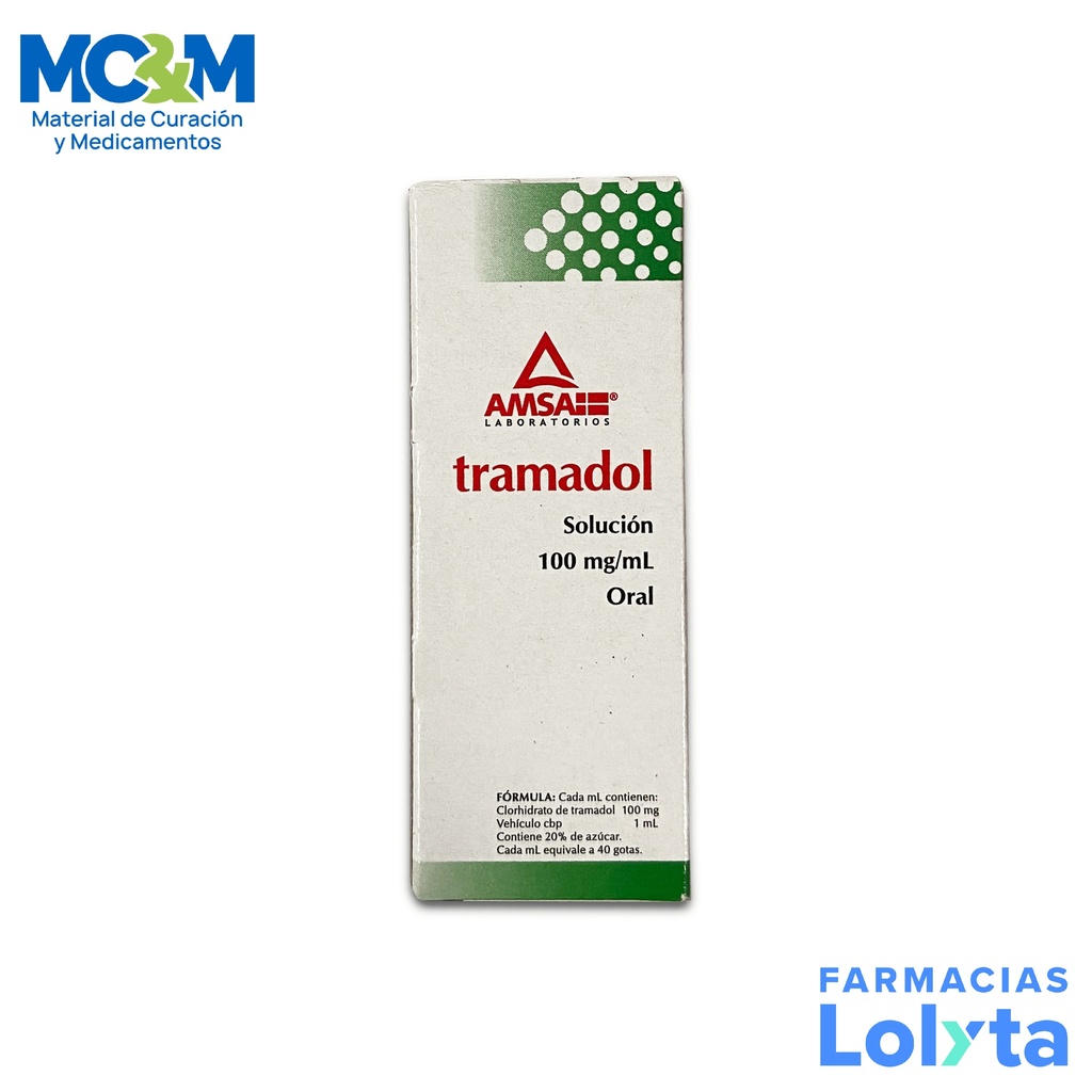 TRAMADOL SOLUCION ORAL 100 MG/ML FCO C/10 ML LAB AMSA