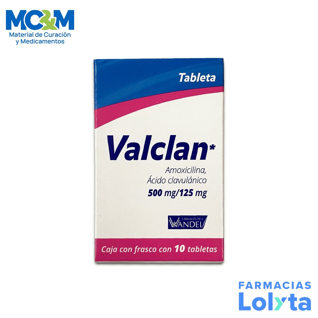 AMOXICILINA ACIDO CLAVULANICO 500/125MG C/10 TAB VALCLAN LAB WANDEL