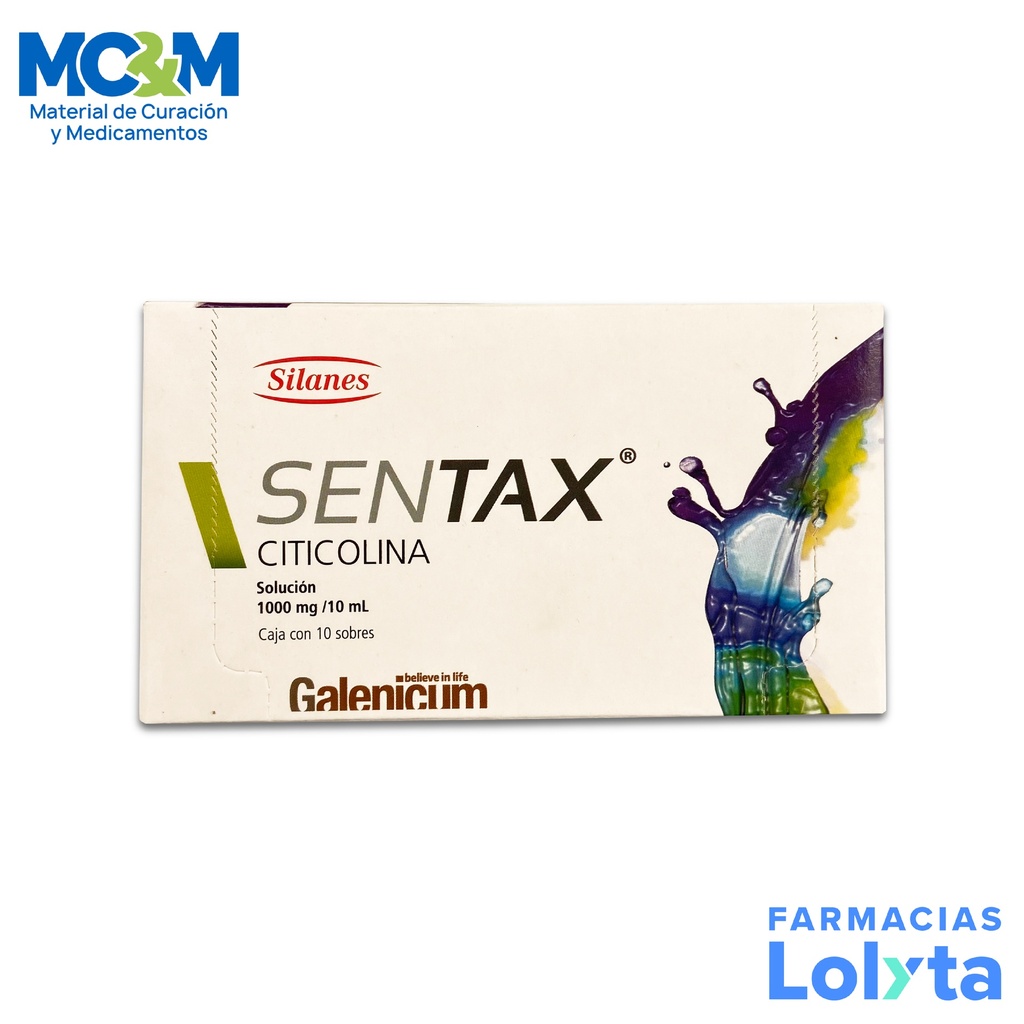 SENTAX SOL ORAL 1000 MG/10 ML C/10 SOBRES CITICOLINA LAB SILANES
